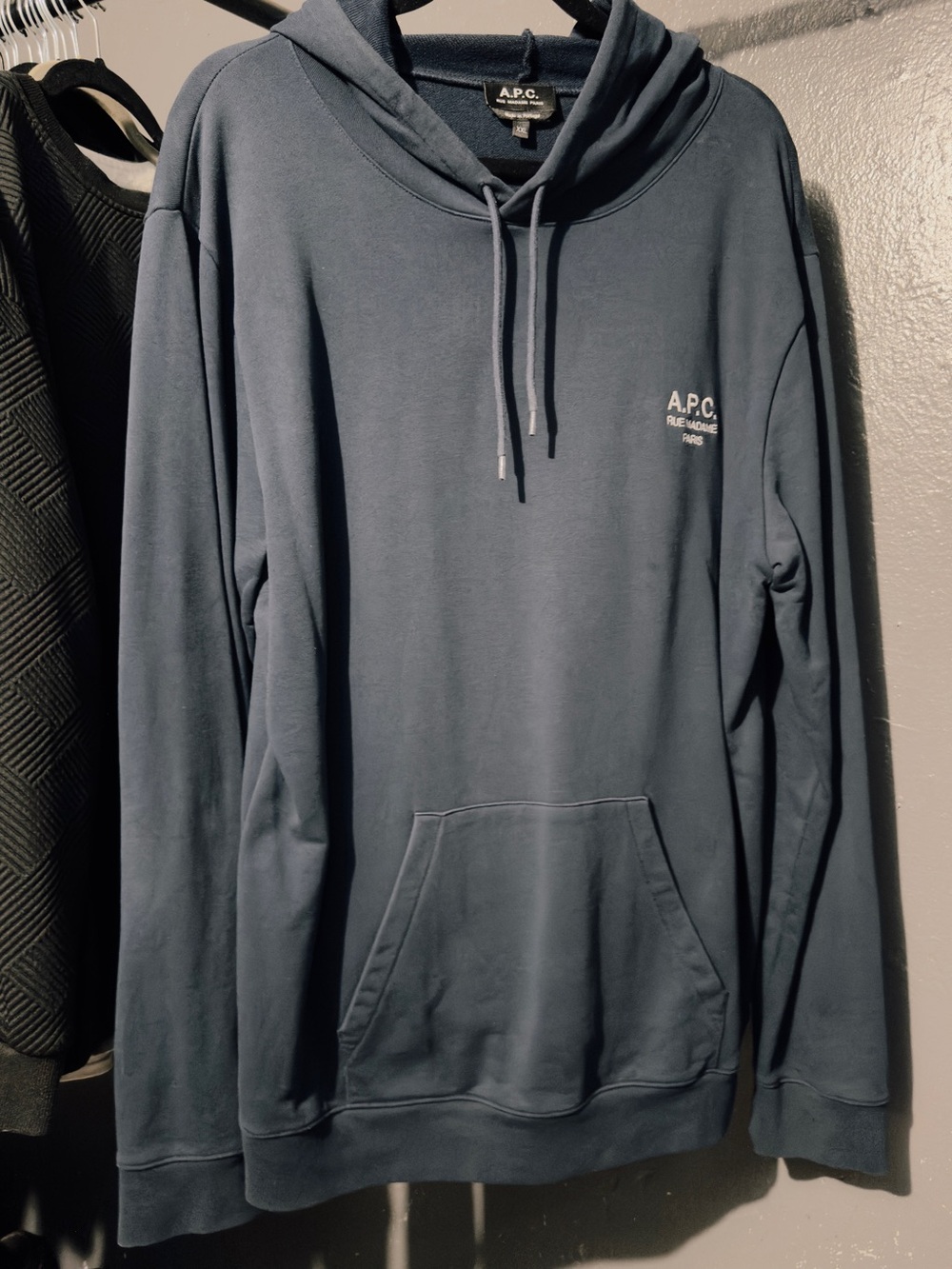 A.P.C. Men's Slate Blue Hooded Sweatshirt